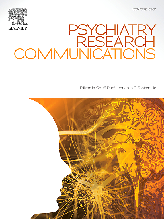 Go to journal home page - Psychiatry Research Communications